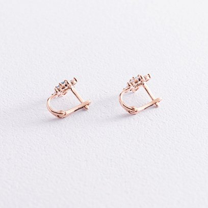 Золотые детские серьги "Цветочки" с фианитами с03530 №4