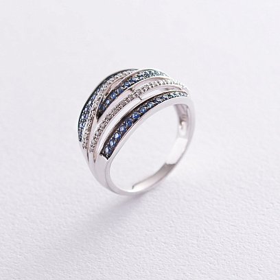 Золотое кольцо с бриллиантами и сапфирами к508 №3