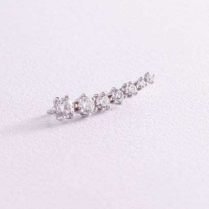 Серебряная моносерьга с фианитами (на левое ушко) 4904л №2