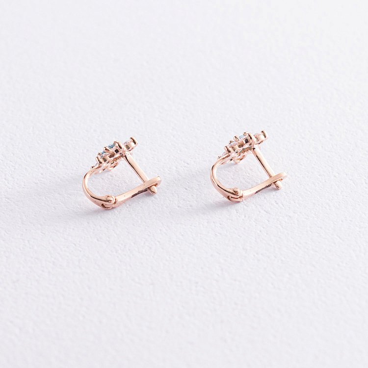 Золотые детские серьги "Цветочки" с фианитами с03530 от ювелирного магазина Оникс - 3