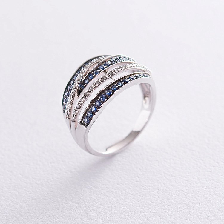 Золотое кольцо с бриллиантами и сапфирами к508 от ювелирного магазина Оникс - 2