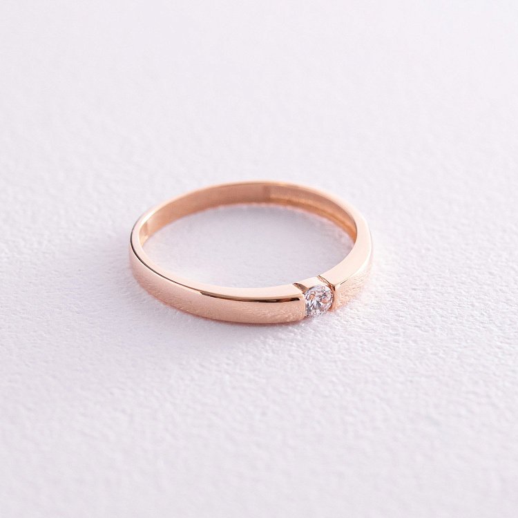 Кольцо с фианитом в красном золоте к07160 от ювелирного магазина Оникс - 2