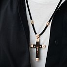 Чоловічий православний хрест з ебенового дерева та золота на шнурку кол02416 от ювелирного магазина Оникс - 2