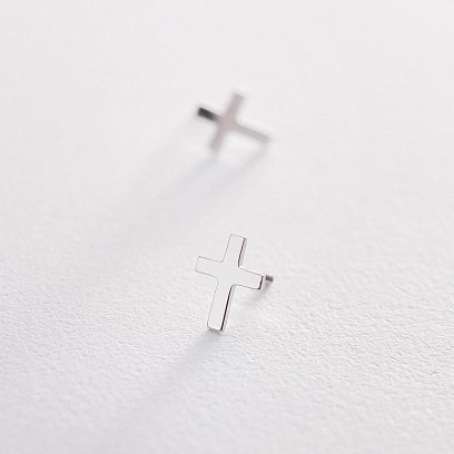 Золотые серьги-пусеты с крестиками с05340