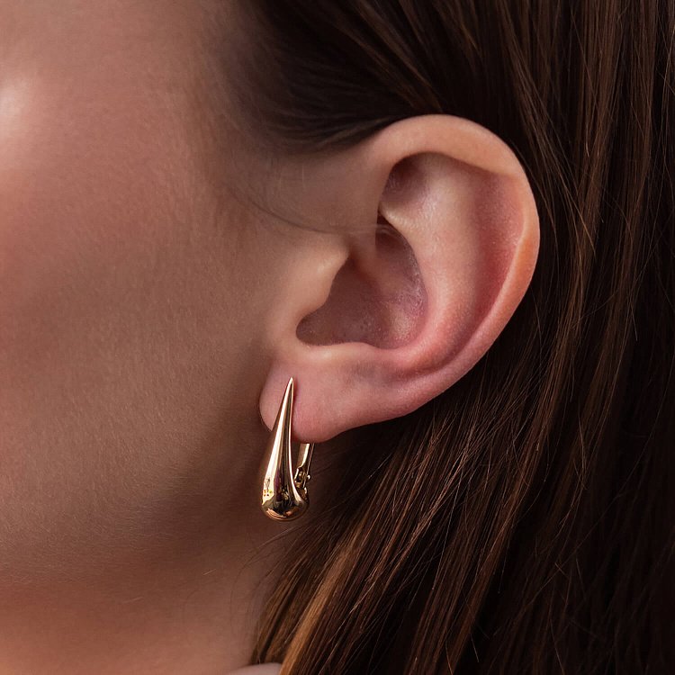 Серьги "Маленькие капельки" в желтом золоте (2.6 см) с08227 от ювелирного магазина Оникс - 3