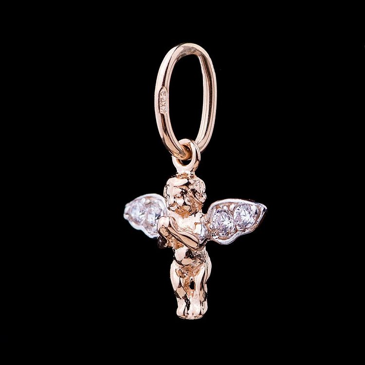 Золотая детская подвеска "Ангел" с фианитами п02723 от ювелирного магазина Оникс