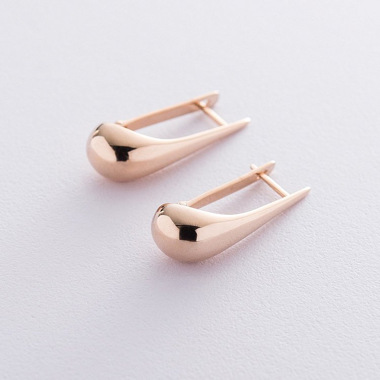 Сережки "Великі крапельки" у червоному золоті (3.5 см) с06422 від ювелірного магазину Онікс