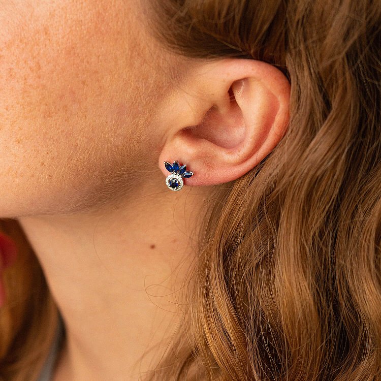 Золоті сережки - пусети з діамантами і сапфірами сб0430ca від ювелірного магазину Онікс - 3