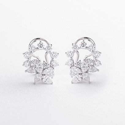 Сережки в білому золоті (діаманти) сб0693cha