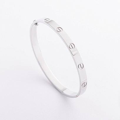 Жорсткий браслет "Love" (біле золото) б05808