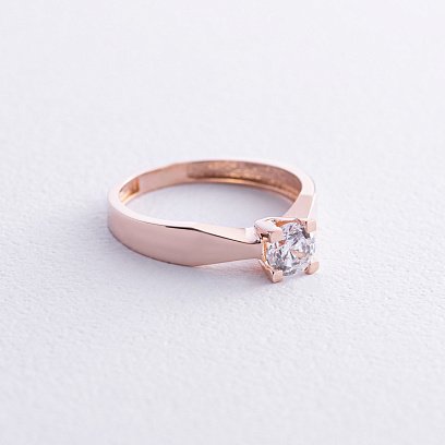 Заручальна золота каблучка з фіанітом к03947 №4