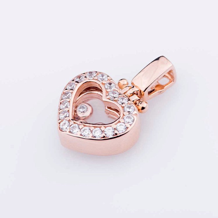 Золота підвіска "Серце" (фіаніти) п02494 від ювелірного магазину Онікс - 1