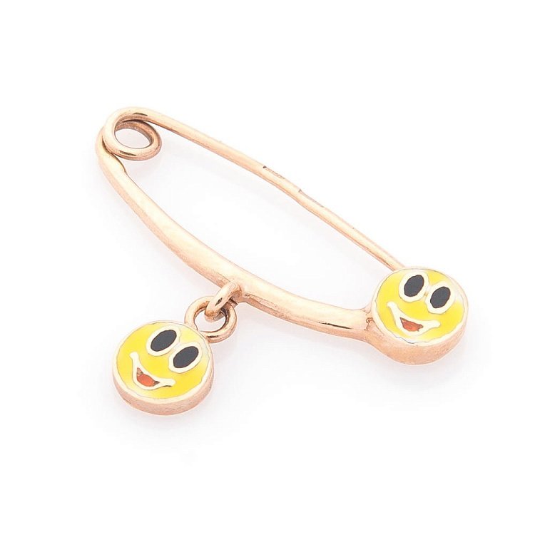 Золотая булавка "Смайлик" (эмаль) зак00104см от ювелирного магазина Оникс