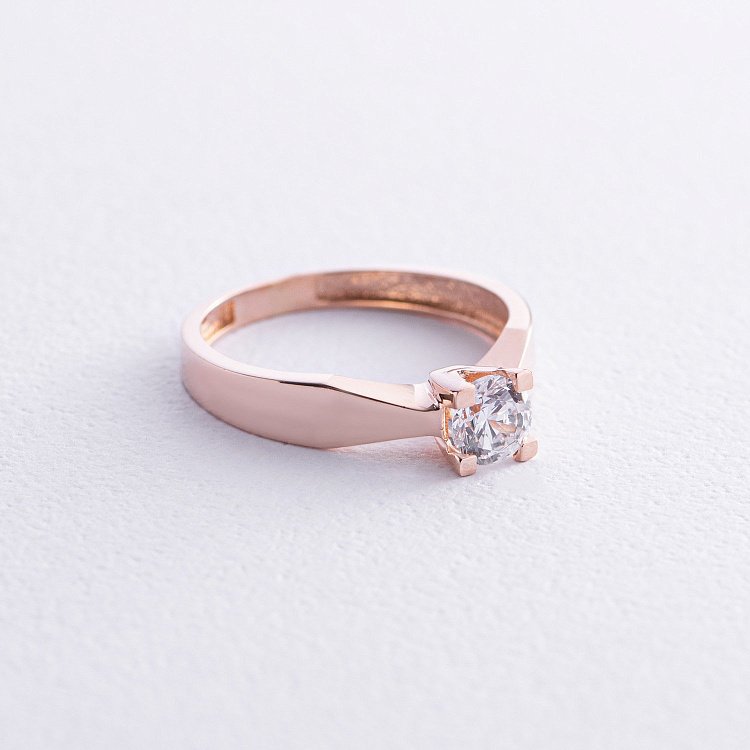 Заручальна золота каблучка з фіанітом к03947 від ювелірного магазину Онікс - 3