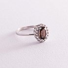 Серебряное помолвочное кольцо (дымчатый кварц и фианиты) 111068 от ювелирного магазина Оникс