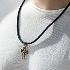 Золотой православный крест "Распятие. Архангел Михаил" с чернением п03873 от ювелирного магазина Оникс - 1