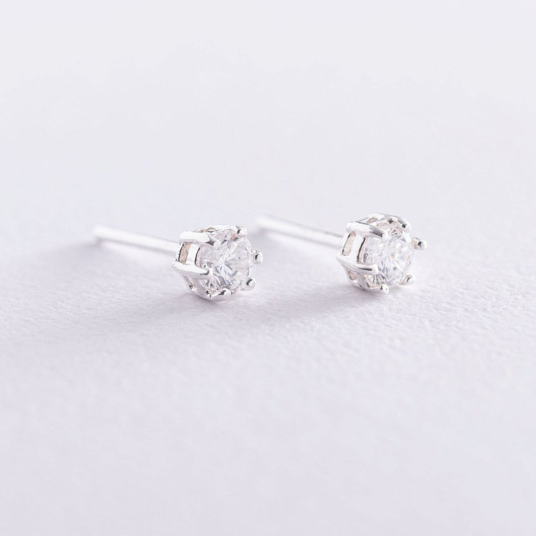 Серьги-пусеты с фианитами (4мм) 12741 от ювелирного магазина Оникс