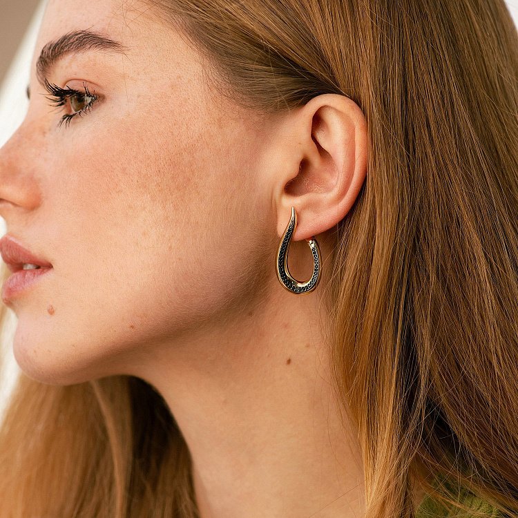 Золотые серьги "Грация" с06560 от ювелирного магазина Оникс - 1