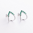 Серьги - пусеты в белом золоте (бриллианты, изумруды) сб0706ca от ювелирного магазина Оникс - 1