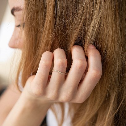 Кольцо "Особенное" с фианитами (желтое золото) к07467 №2