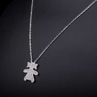 Серебряное колье "Девочка" с фианитами 18319 №4