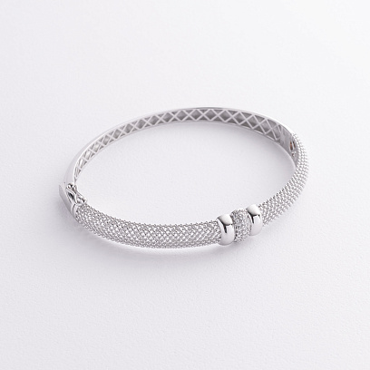Жорсткий браслет "Marie" у білому золоті (фіаніти) б05610 №4