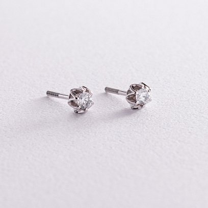 Золотые серьги - пусеты с фианитами с05980