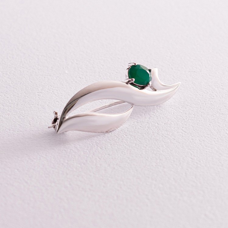 Серебряная брошь с ониксом з16065 от ювелирного магазина Оникс