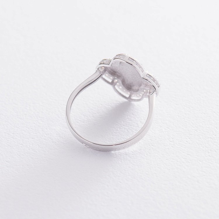 Золота каблучка "Конюшина" з фіанітами к06218 від ювелірного магазину Онікс - 2