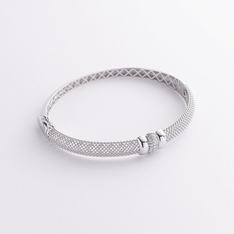 Жорсткий браслет "Marie" у білому золоті (фіаніти) б05610 від ювелірного магазину Онікс - 3