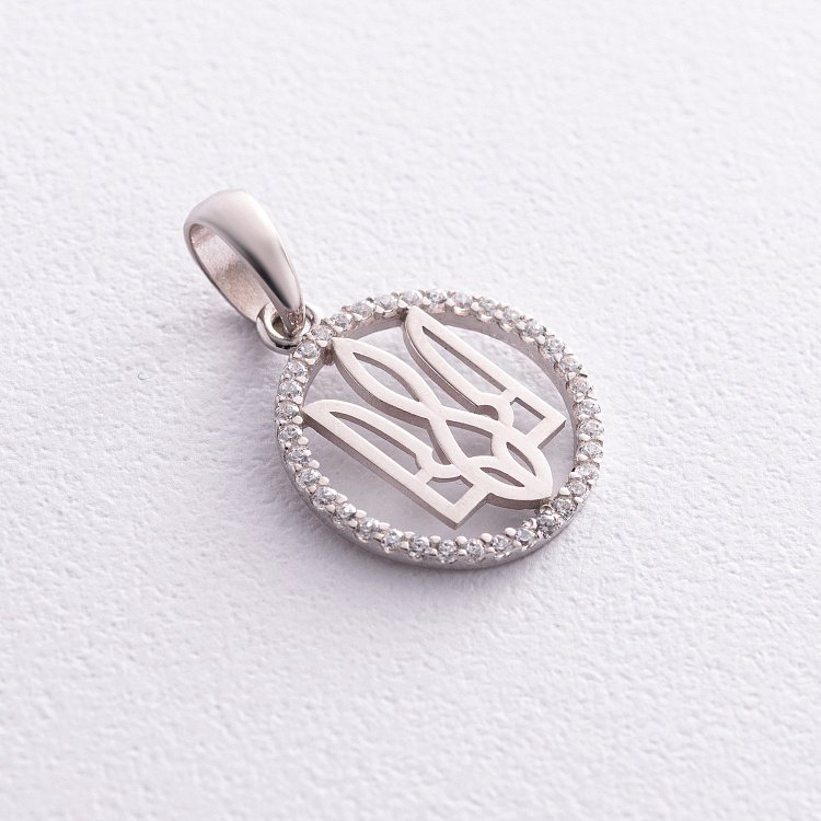 Срібний кулон "Герб України - Тризуб" з фіанітами 1059 від ювелірного магазину Онікс