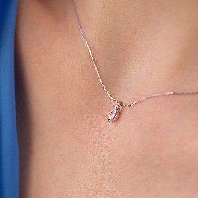 Золотое колье с одним камнем (бриллиант) колб0105z №5