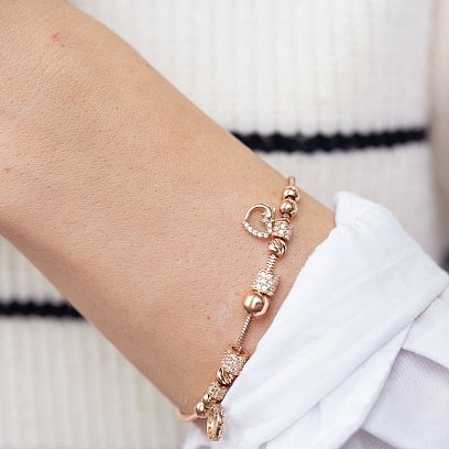 Золотий браслет "Серце і нескінченність" з фіанітами б04980 №4