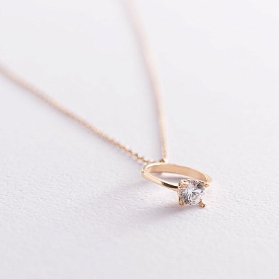 Кольє із заручальною каблучкою в жовтому золоті (фіаніт) кол00771 №4