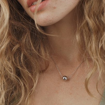 Срібне кольє "Кулька" (9 мм) 181200