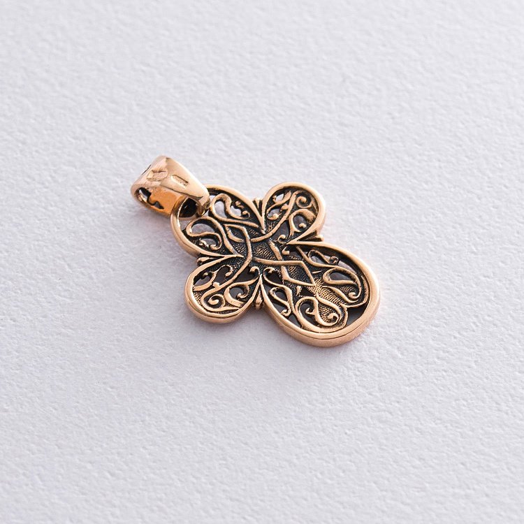 Золотой крестик с чернением п01857 от ювелирного магазина Оникс - 1