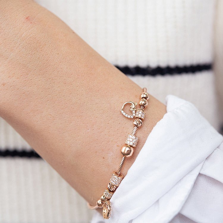 Золотий браслет "Серце і нескінченність" з фіанітами б04980 від ювелірного магазину Онікс - 3