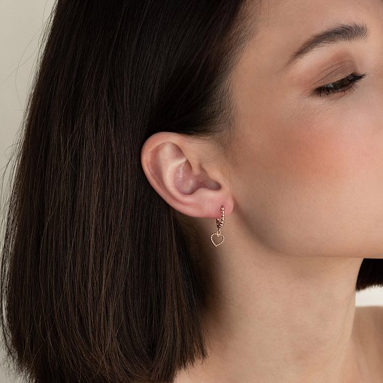 Серьги "Сердечки" в красном золоте с05938 №2