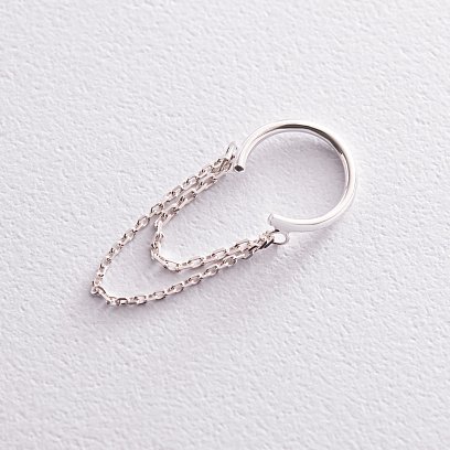 Срібна сережка - каффа з ланцюжками 123223 №5