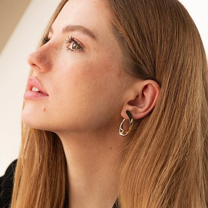 Серьги "Капельки" в желтом золоте с08895 №2