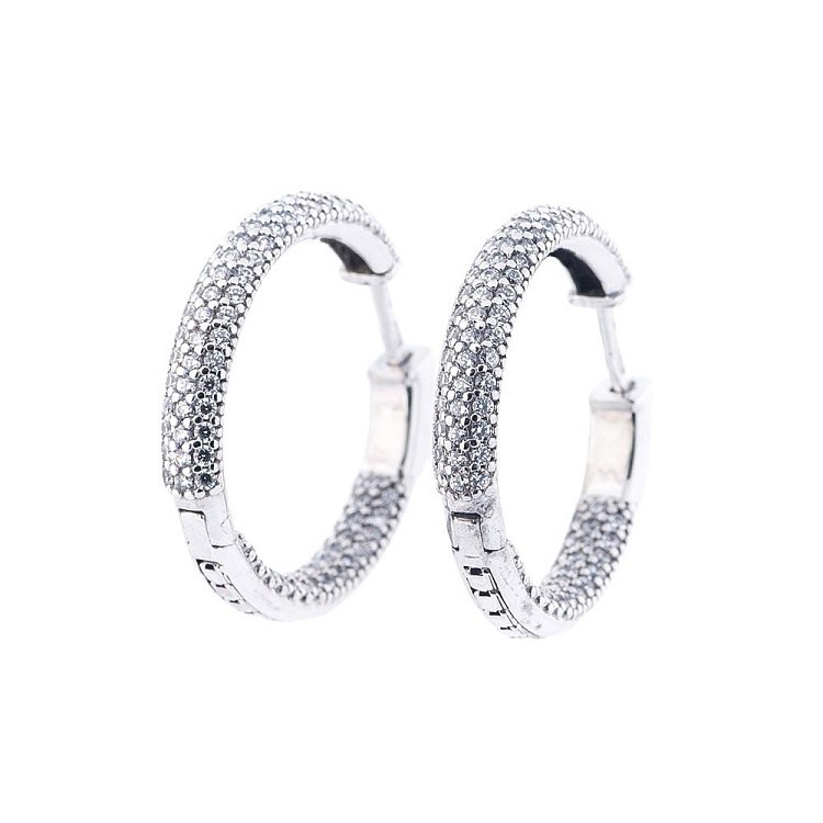 Сережки з фіанітами (родій) 12909 від ювелірного магазину Онікс - 7