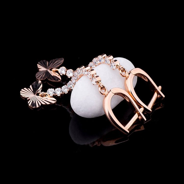 Серьги "Бабочки" с фианитами с01620 от ювелирного магазина Оникс