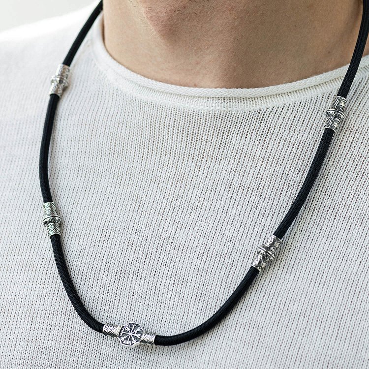 Шелковый шнурок "Вегвизир. Сварга" с серебряными вставками 985 от ювелирного магазина Оникс - 4