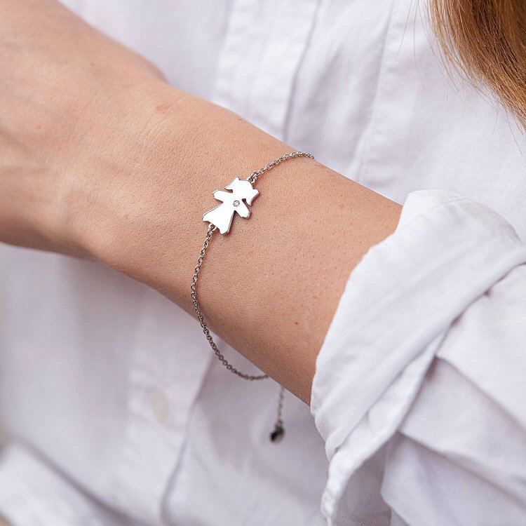 Браслет "Девочка" в белом золоте (возможна гравировка) з2077б от ювелирного магазина Оникс - 1