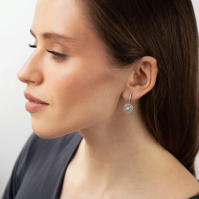 Сережки в білому золоті (діаманти) сб0707ca №5