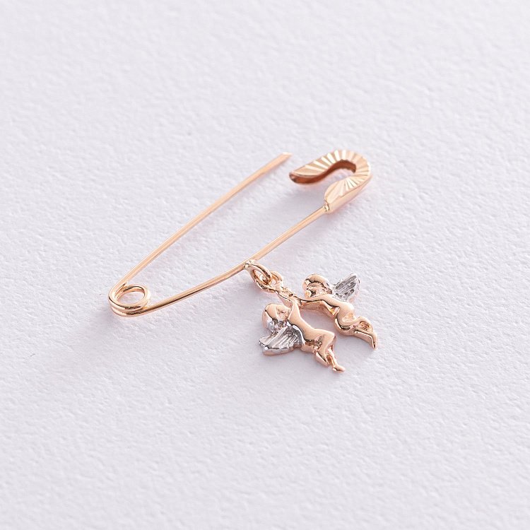 Золотая булавка с ангелочками зак00344 от ювелирного магазина Оникс