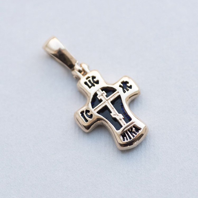 Золотой православный крестик (эмаль) п03076с от ювелирного магазина Оникс - 2