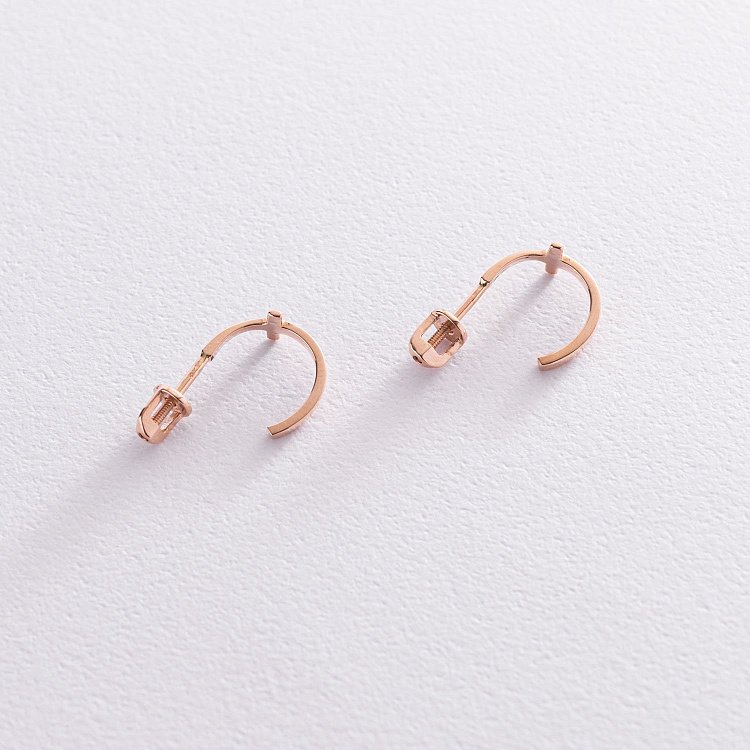 Серьги - пусеты "Крестики" в красном золоте с07006 от ювелирного магазина Оникс - 3