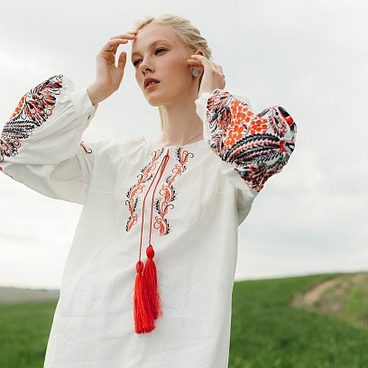 Срібні сережки - пусети "Вишиванка" 122513в №5