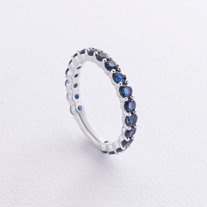 Золотое кольцо с дорожкой камней (сапфиры) кб0483nl №6
